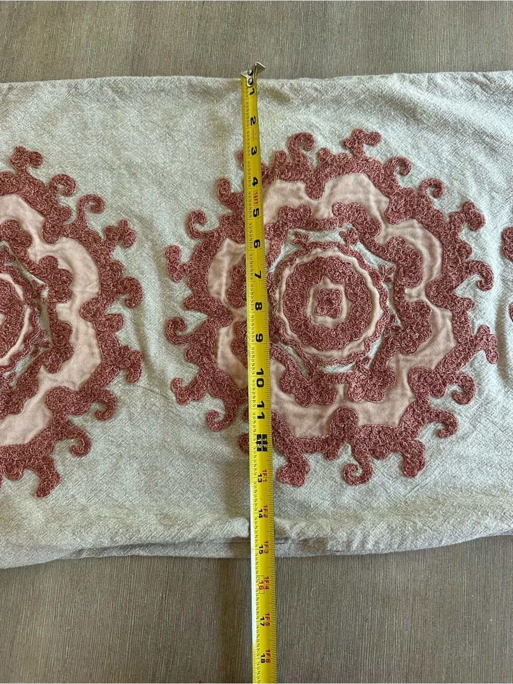 Pottery Barn Alta Cream embroidered lumbar Pillow Cover with Rust Embroidery